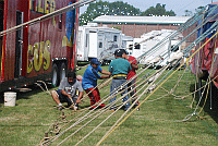 putting up the tent